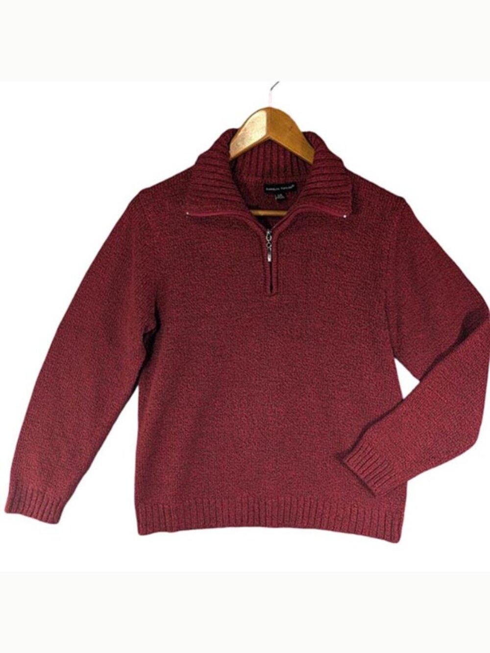 Carolyn Taylor Sweater Womens Large 1/4 Zip Red‎ Pullover Long Sleeve Holiday